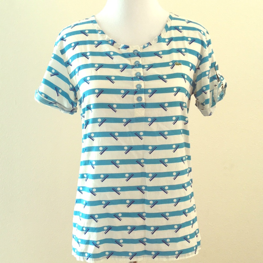 Lacoste Short-Sleeved Shirt w/ Fun Striped Pattern
